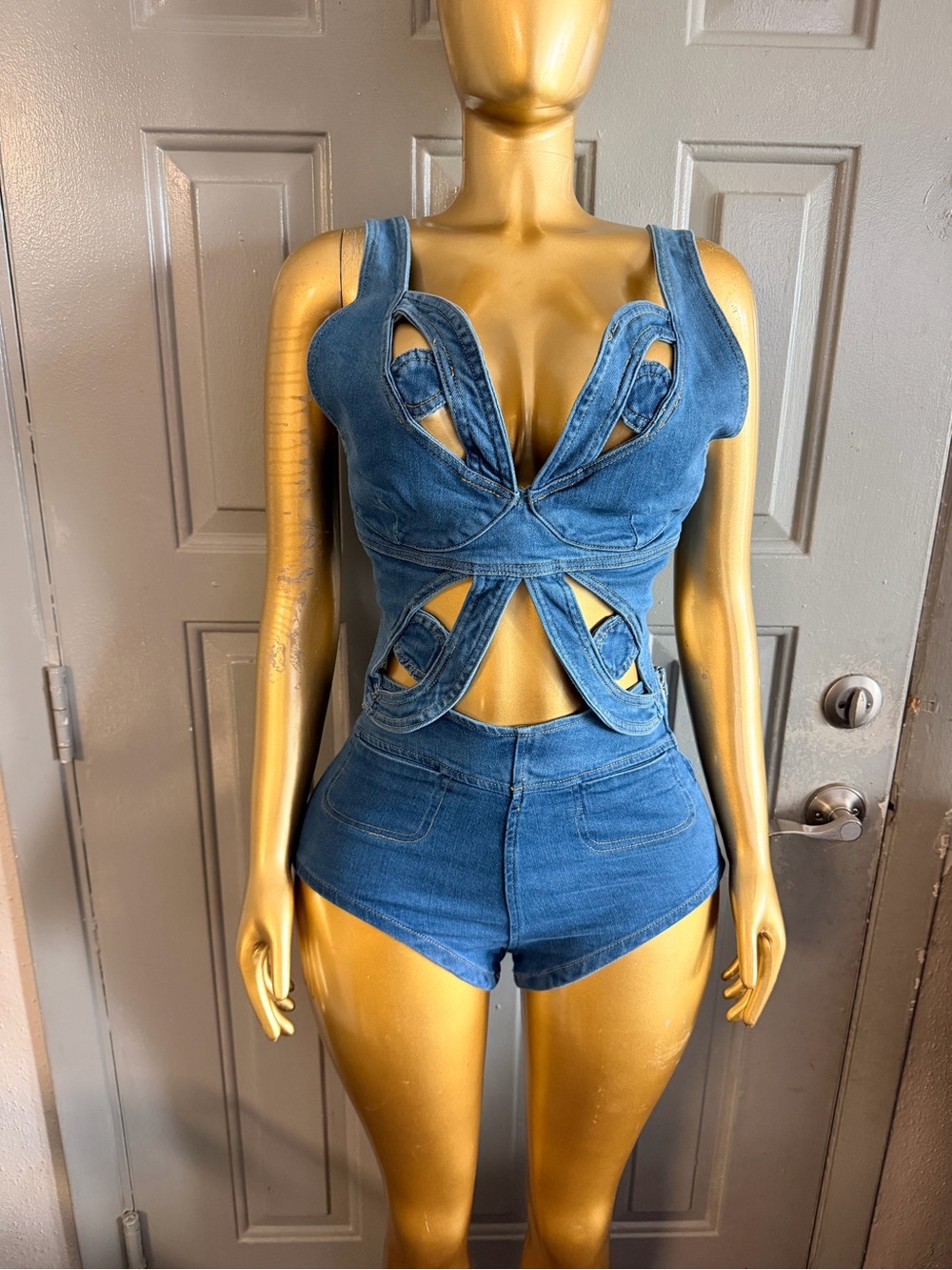 Fashion Nova Blue Denim 2 pieces